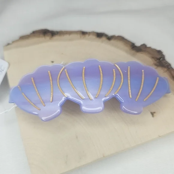 Disney Ariel Blue, Purple, And Gold 3 Shell Hair Barette Shimmery NWOT 3.25" - Picture 4 of 4
